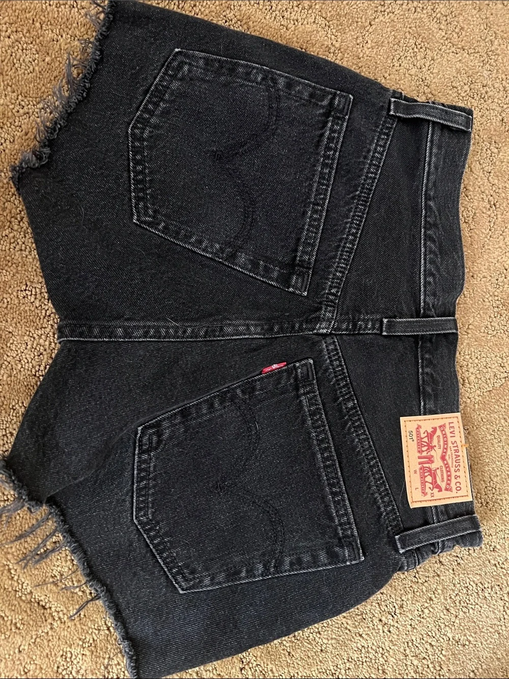 Levi's Black Frayed Denim Cutoff Shorts